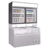 Vitrine murale de congélation pour supermarché - 1450 mm - 232 litres - avec 2 portes & 2 étagères - Gris