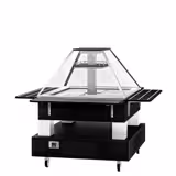 Buffet gekoeld DUBLIN - 1700mm - met gekoelde kuip & zwenkwielen - voor 4x GN 1/1 - bruin