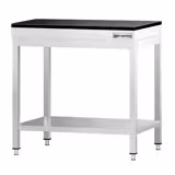 Stół roboczy centralny ze stali nierdzewnej PREMIUM - 600x700mm - z półką - z blatem granitowym