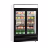 Vitrine réfrigérée à boissons - 880 litres - avec 2 portes coulissantes en verre et écran publicitaire