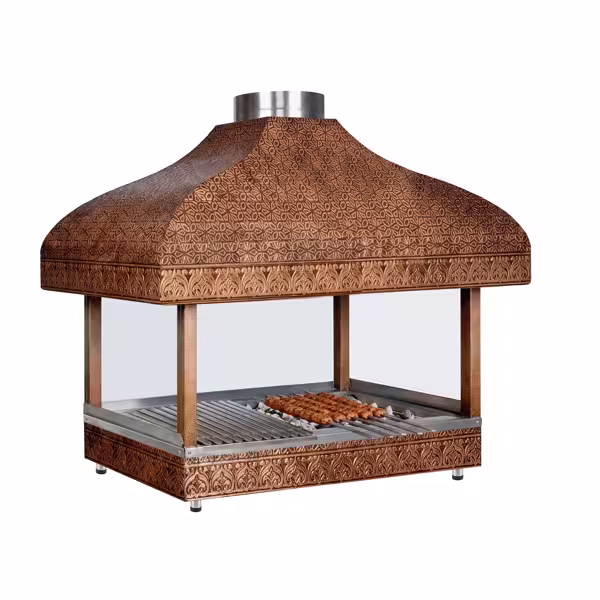 Holzkohle Kupfergrill - 1000mm - mit Glas