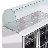 Commercial Saladette Counter PREMIUM - 1368mm - 288L - 3 glass doors - with glass canopy for 4 x GN 1/1