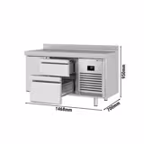 Soğutmalı Tezgah PREMIUM PLUS - 1468x700mm - 1 kapılı; 2 çekmeceli [1/3] - fanlı soğutma; dijital termostat; otomatik defrost - arkadan 100mm yükseltici kenarlı (arkalık)