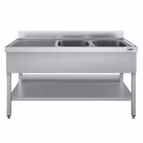 Spültisch ECO - 1600x600mm - mit Grundboden - mit 2 Becken rechts