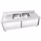 Commercial Sink Cabinet PREMIUM - Stainless Steel - 2000x700 -  2 Bowls Middle