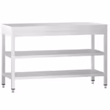 Mesa de trabajo de acero inoxidable | central PREMIUM - 1200x700mm - con estante inferior y estante intermedio y refuerzo omega