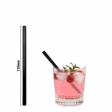 (50 pcs) Glass Drinking Straws - 150mm - ø 8mm - straight - Black Matte - incl. 1 Nylon cleaning brush
