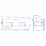 Vitrina za meso - 2480x975 mm - 200 l - Boja Crna - Ventilirano hlađenje - s ostakljenom frontom