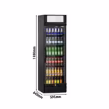 Juomakaappi ECO - 595 mm - 347 l - 1 lasiovi - LED-sisävalo - musta