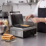 Waffle Makinesi - Tekli - Manuel Zamanlayıcılı - 1,55kW - Şekil: Çubuk(ta) Waffle - Değişebilir Plakalı