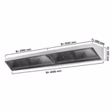 Cappa a parete Professionale Snack - 4000mm - Prof.900mm - AISI 304 - con filtri a labirinto antigrasso e illuminazione