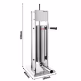 Máquina manual para rellenar salchichas y churros - 3 litros - acero inoxidable - incl. 4 accesorios para rellenar salchichas y 3 accesorios para churros