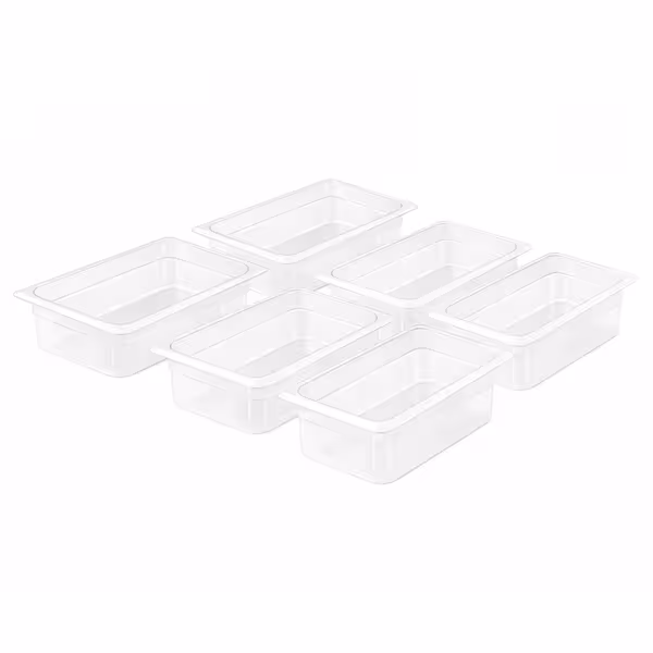 (6 st) Kantin i polypropylen (PP) GN 1/2 - klar - 11,7 l - Djup: 200 mm