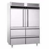 Armoire réfrigérée négative en acier inoxydable PREMIUM - GN 2/1 - 1400 L - avec 2 demi-portes & 4 tiroirs