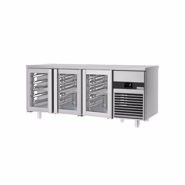 Commercial Counter Fridge PREMIUM - 1865x700mm - glass doors - with 3 doors - capacity 474 litres