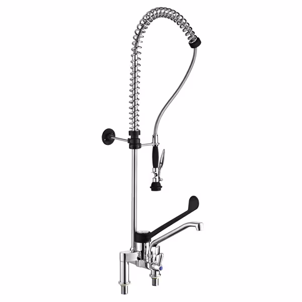 tweegats voorspoeldouche 4000 - met 2-gats duobloc, wandmontage, zwanenhals, eengreeps, sproeier/handdouche, G3/4 - 1190mm