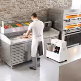 Pizzawerkbank ECO - 2025x800mm - met granieten werkblad - met 2 deuren & 7 laden - incl. glasvitrine - 10x GN 1/4