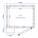 RVS koelcel - 1500x1200mm - 2,60m³ - incl. koelmotor