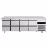 Tavolo refrigerato PREMIUM - 2330x700mm - Ventilata - 632 L - con 8 cassetti