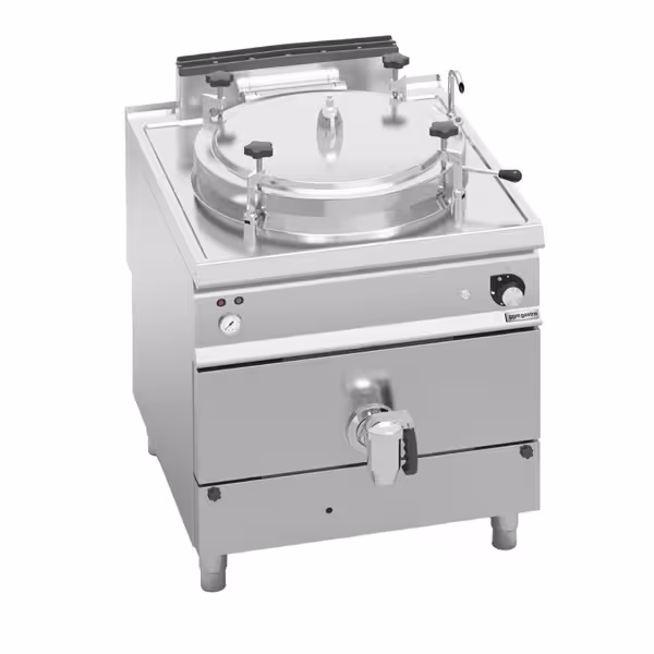 Gas Druck Kochkessel - 150 Liter - Indirekte Beheizung - 20,9 kW - mit Wasserzulauf & Ablasshahn