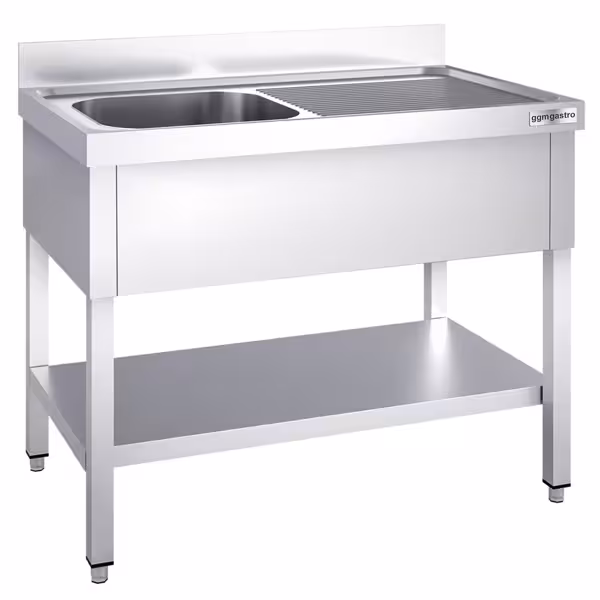 Spültisch PREMIUM - 1600x700mm - mit Grundboden - mit 1 Becken links