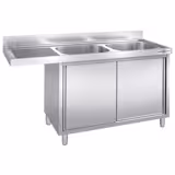 Chiuvetă 2,0m -  2 cuve în partea dreaptă L 50 x B 50 x T 25 cm