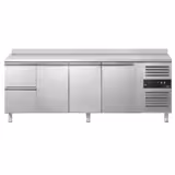 Chladicí stůl ECO - 2230x700 mm - s 3 dveřmi - s 2 zásuvkami - se zadní lištou