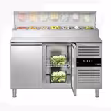 Commercial Saladette Prep Counter PREMIUM - 1360x700mm - 2 Doors - for 7x GN 1/3