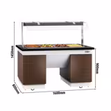 Heated Bain Marie Counter DUBLIN - 1600mm - with Bain Marie Well + Flat Glass Sneeze Guard - on Castors - for 4x GN 1/1
