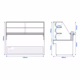 Banco gastronomia professionale TORONTO - 1600x900mm - Ventilata - 1500 L - Doppi vetri - con 2 ripiani - piano di lavoro in granito - Colore Nero opaco