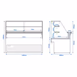 Serve Over Counter TORONTO - 1600x900mm - double glazing - black front - with 2 shelves - granite worktop