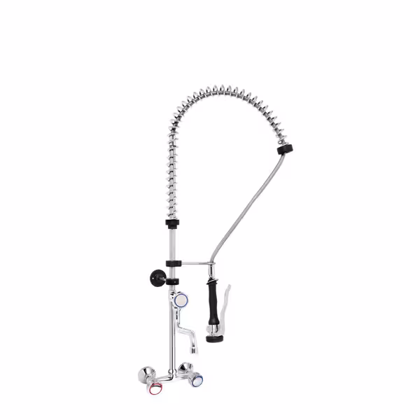 Tweegats voorspoeldouche 12000 PREMIUM PLUS - met 2-gats duobloc, wandmontage, zwenkuitloop, mengkraan (warm/koud), sproeier/handdouche, G1/2 - 1080mm
