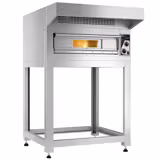 Forno elettrico per pizza - Platea in mattoni refrattari - 990x990mm - 4 pizze Ø35cm - fino a 400°C - Meccanico - incl. Cappa & Sottotelaio/Supporto