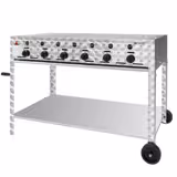 Commercial Gas Grill – 22,5 kW – 6 Burners – incl. Mobile Stand, Grill Grate & Tray