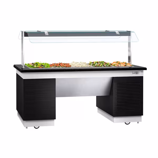 Buffet counter cold DUBLIN - 2000mm - with cooling tray & castors - for 5x GN 1/1