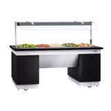 Banco buffet professionale refrigerato DUBLINO - 2000mm - con vasca refrigerata - su ruote - per 5x GN 1/1 - Nero - Self Service
