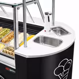 Speiseeiswagen - 2146mm - mit Waschbecken & eckiger Eistheke - für 9x 5 Liter Eisbehälter