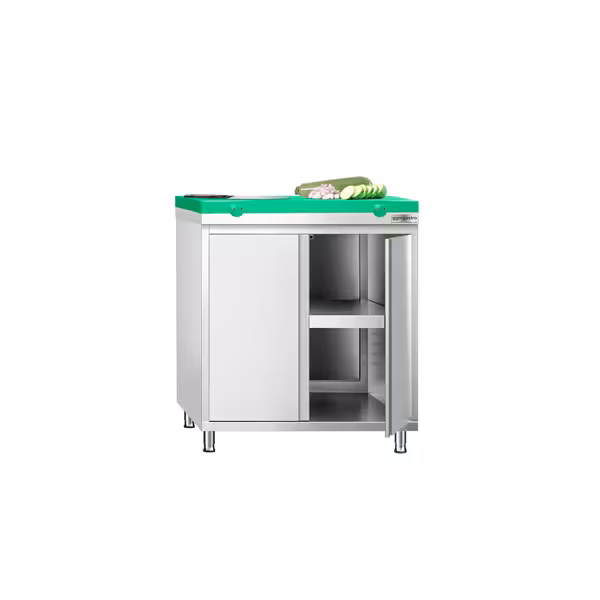 Edelstahl Arbeitsschrank PREMIUM - 800x600mm - mit Flügeltür inkl. Schneideplatte Grün