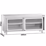 Tavolo armadiato in acciaio inox PREMIUM - 2000x600mm - con 2 porte scorrevoli