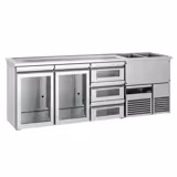 Biertheke PREMIUM - 2500x700mm - 2 Glastüren & 3 Glasschubladen