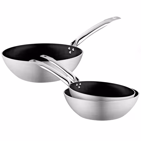 مقلاة ووك - ألمنيوم - غير لاصقة - Ø 240/280/300 mm (قطر 24/28/30 سم) - مناسبة لـ جميع المواقد عدا الحث (غاز/كهرباء/سيراميك)
