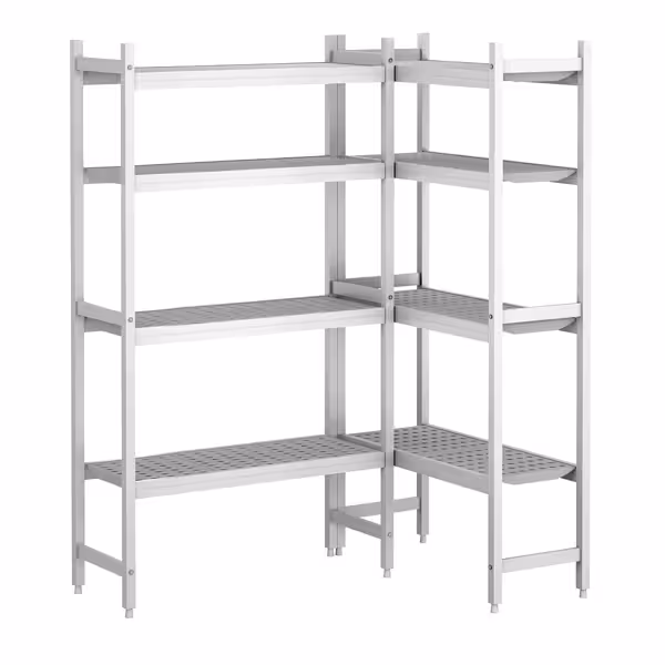 وحدة رفوف ألمنيوم - بداية - 893x771mm - على شكل حرف L - عمق: 460 mm - 4 رفوف - الحمولة: 600 kg