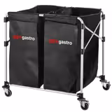 Powder‑Coated Aluminium Laundry Trolley – 300 L Foldable, 2×150 L Black Polyester Bags (Velcro)