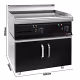 Elektrikli Pleyt Izgara - Krom Kaplama (Sert Krom) - 8kW - Düz - Pişirme Yüzeyi: 795x535mm - Alt Dolaplı - 2 Kapılı