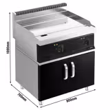 Plancha électrique - plaque chromée dure - 2 zones - 8,0 kW - Lisse - Surface de cuisson : 795x535mm - incl. soubassement avec 2 portes