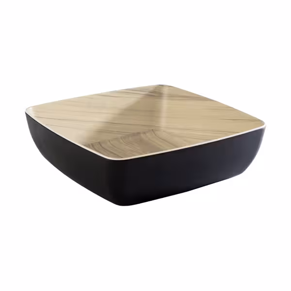 (6 stuks) Schaal - FRIDA - Melamine - 2,65L - rechthoekig - 250x250mm - stapelbaar - Zwart/Beige