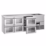 Comptoir de bar réfrigéré PREMIUM - 2500x700mm - 6 tiroirs en verre