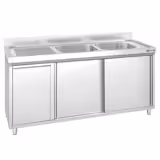 Meuble plonge PREMIUM - 1600x600mm - avec poubelle intégrée et 2 bacs