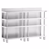 Tavolo in acciaio inox - 1600x400mm - con alzatina 100mm & 4 ripiani