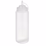(6 pz) Flacone dosatore Bottiglia Squeeze - 1020ml - Ø 80mm - con tappo a vite & tappo di chiusura - Trasparente